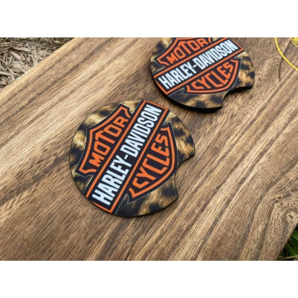 Harley Davidson Animal Print Car Coasters 2 Pack - Picture 3 of 9
